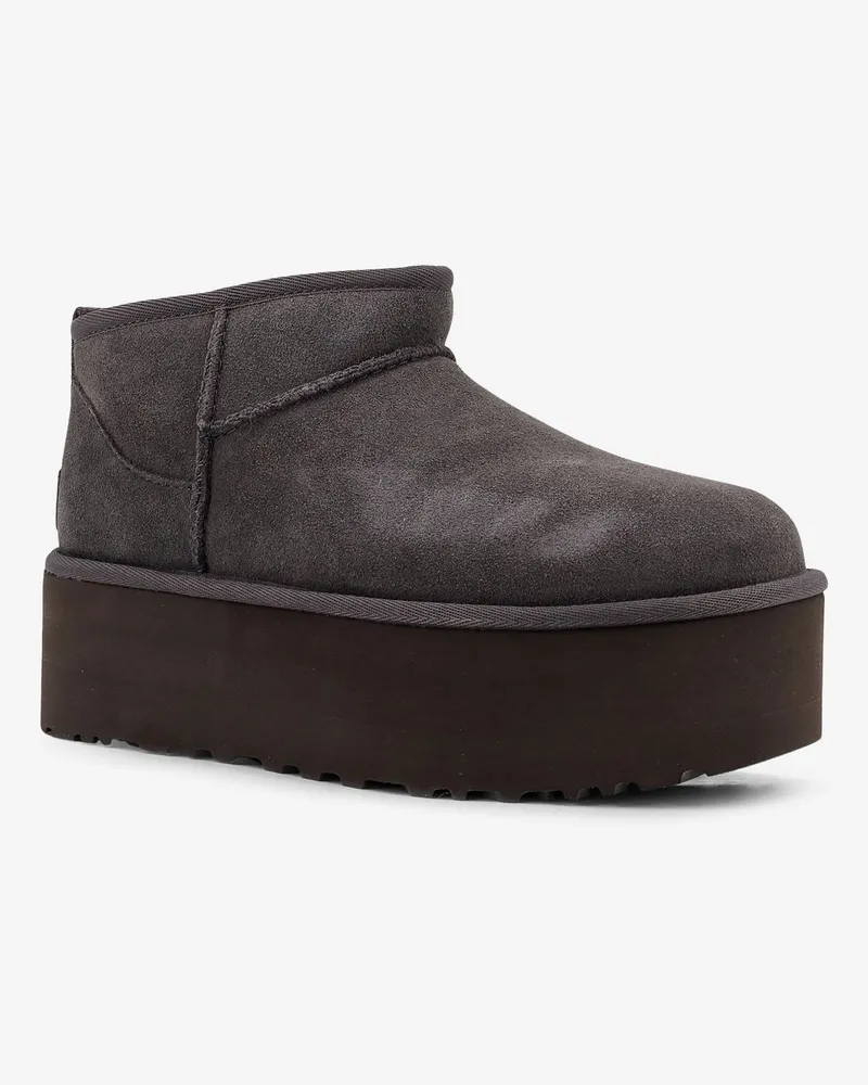 UGG Women's Classic Ultra Mini Platform Suede Ankle Boots Grey Gray