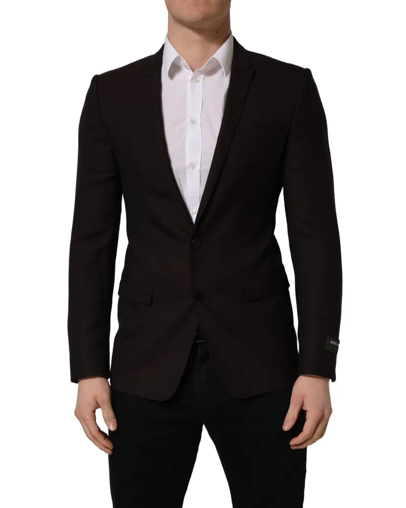 Dolce & Gabbana Brown Wool Gold Single Breasted Men Jacket Black Vigin Clothing Black