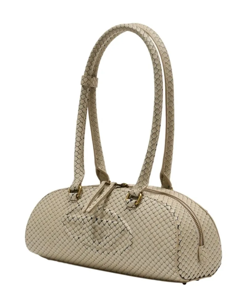 Diesel Women's 1dr Dome Shoulder Bag -  Leather Beige Cowhide Shoulder-Hobo-Bags Beige