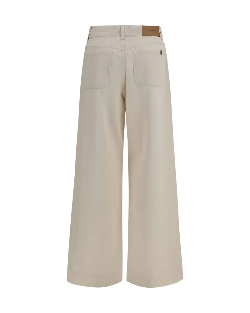 Max Mara Cotton Bull Denim Trousers — Beige Beige