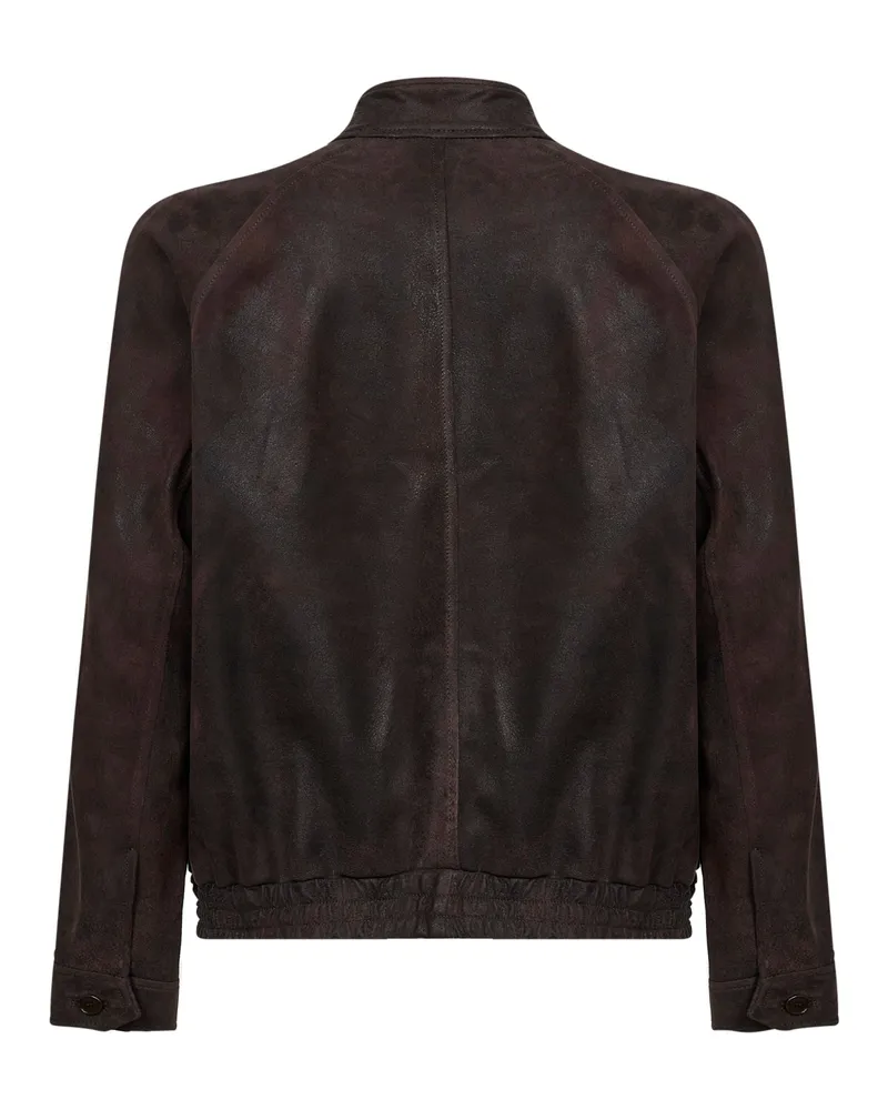 Salvatore Santoro Men's Bomber Jacket Coffee Nubuck Brown Ovine Leather Brown
