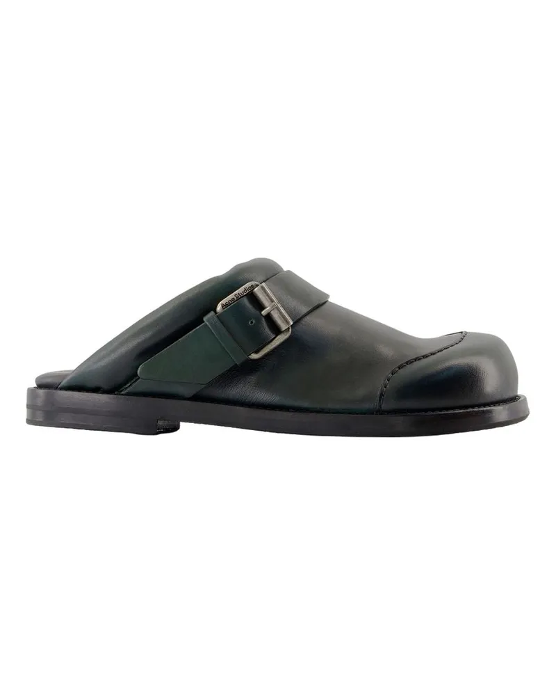 Acne Studios Women's Buckle Mules -  Leather Green Calfskin Shoes Green