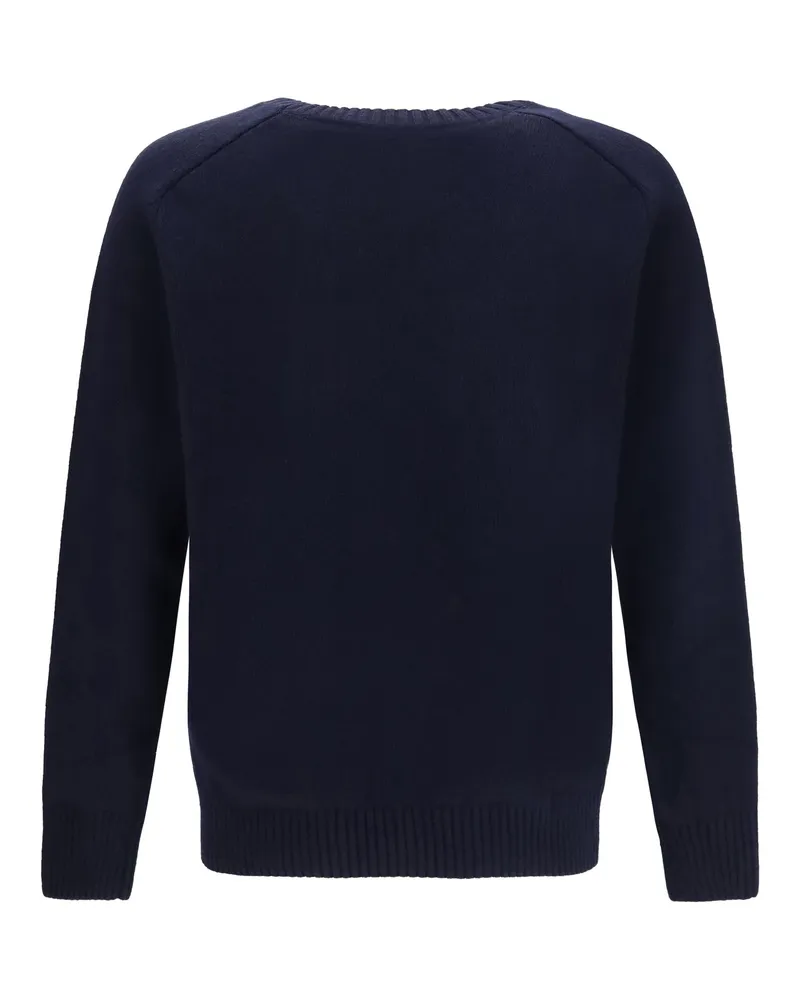 Brooksfield Men's Crewneck Sweater Blu Scuro Fleece Wool Ovis Aries Navy