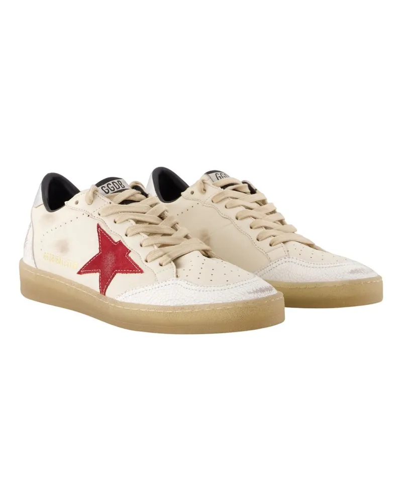 Golden Goose Men's Ballstar Sneakers -  Leather Beige Calfskin Shoes Beige