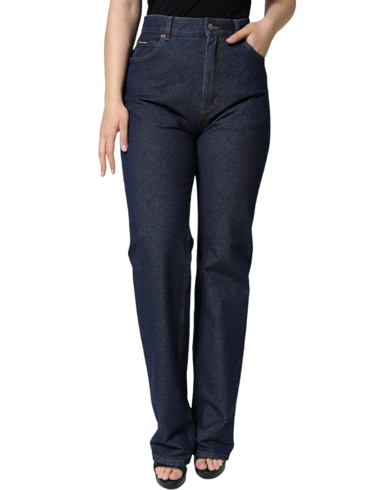 Dolce & Gabbana Women Dark Blue Cotton Stretch Straight Denim Jeans Elastane Clothing Navy