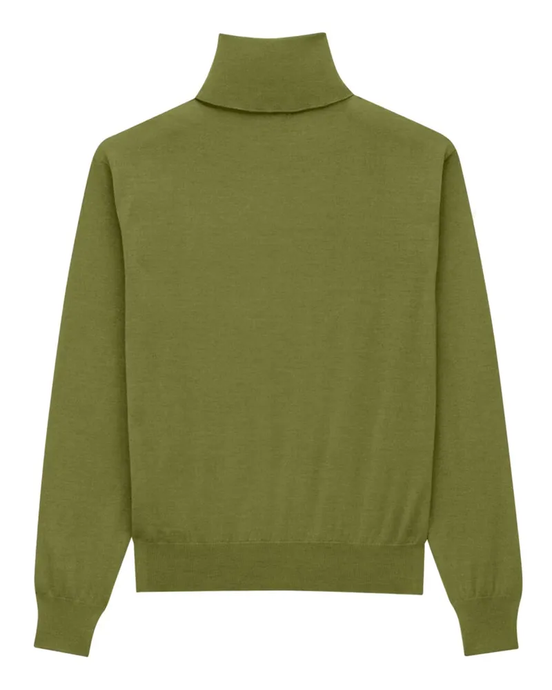 Saint Laurent Cashmere, Wool & Silk Blend Turtleneck Sweater — Green Green