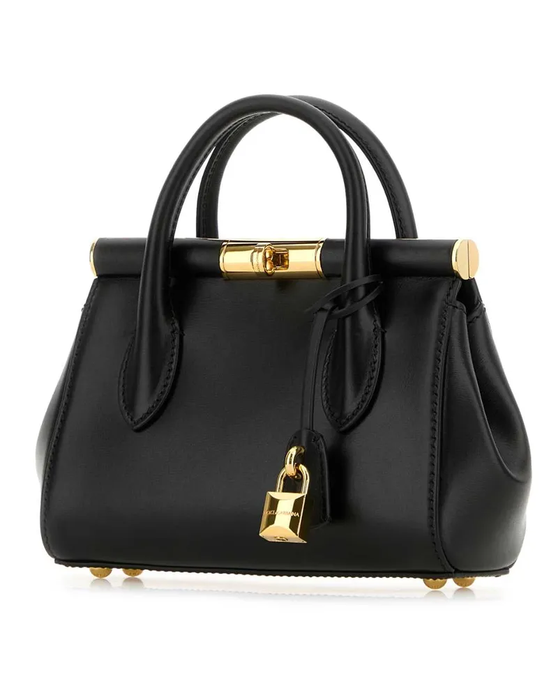 Dolce & Gabbana Women's Black Leather Marlene Handbag Nero Borse A Mano Bag Black