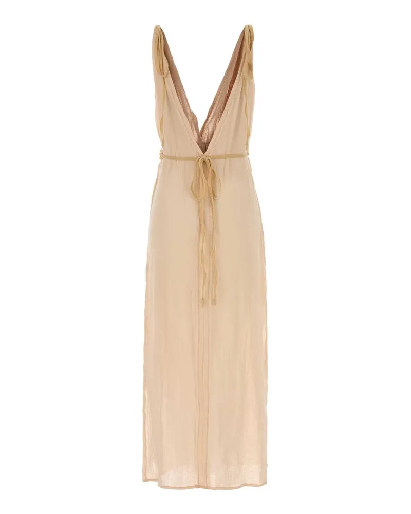 Caravana V-Neck Maxi with Fringe Detail Dress — Pink Pink