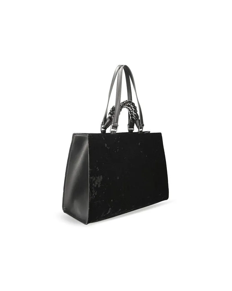 Liu Jo Velvet Tote Bag — Black Black