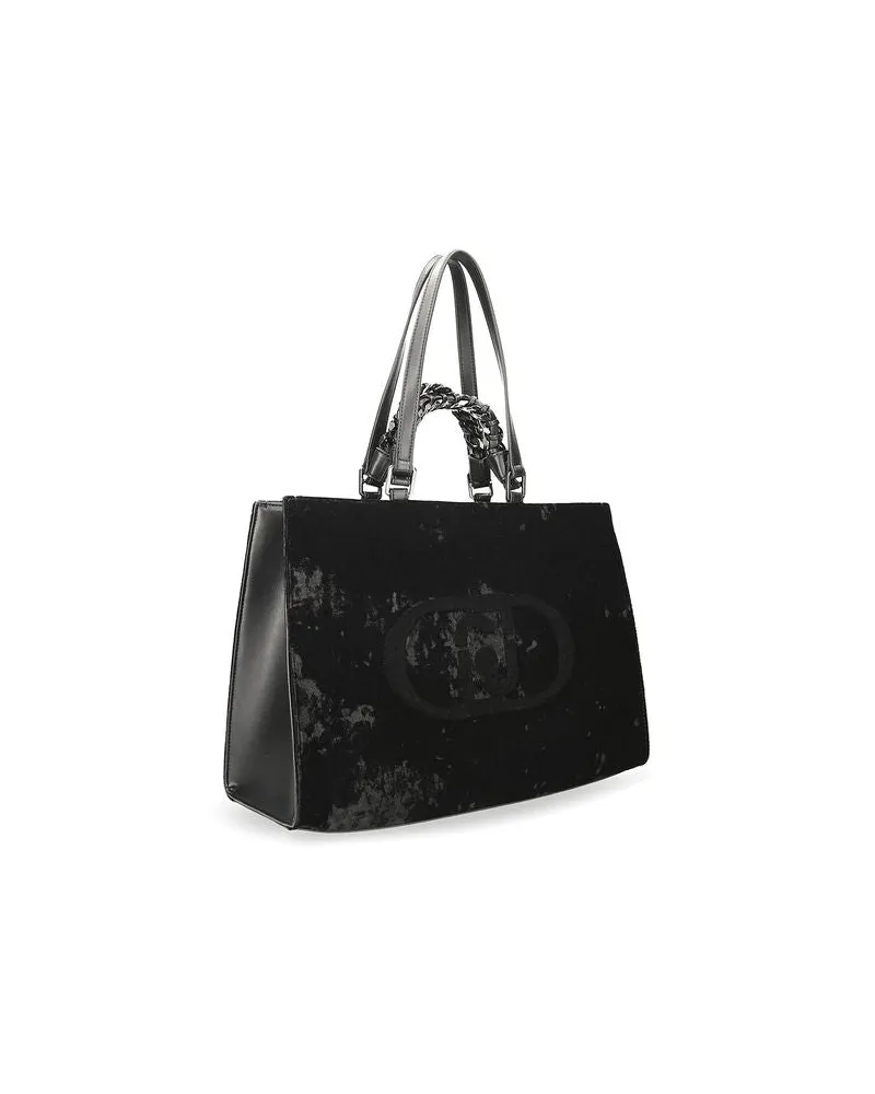 Liu Jo Velvet Tote Bag — Black Black