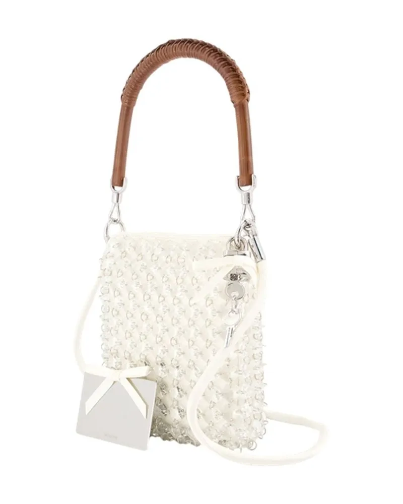 Self-Portrait Women's Crystal Chain Mini Bag - Self Portrait Synthetic Ivory Handbags-Purses Ivory
