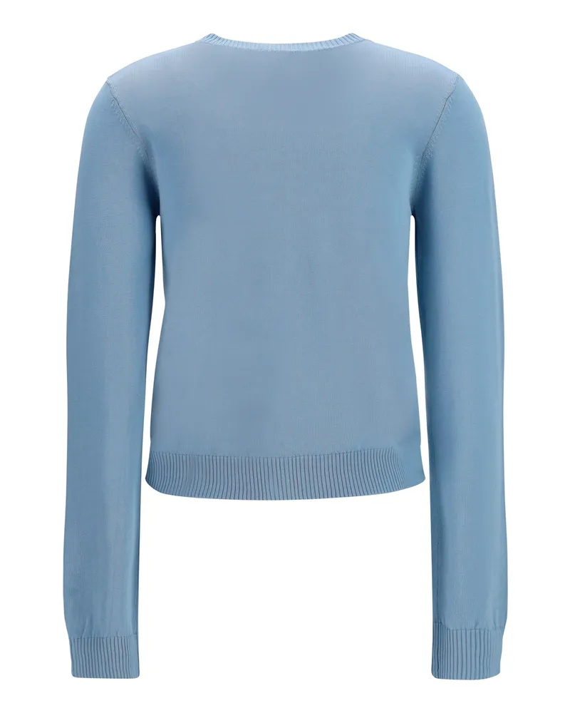 Ganni Women's Diamond-Pattern Cardigan Soft Chambray Cotton Sweater Blue