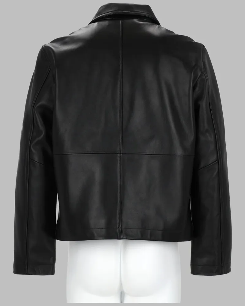 Sunflower Cropped Leather Jacket — Black Black