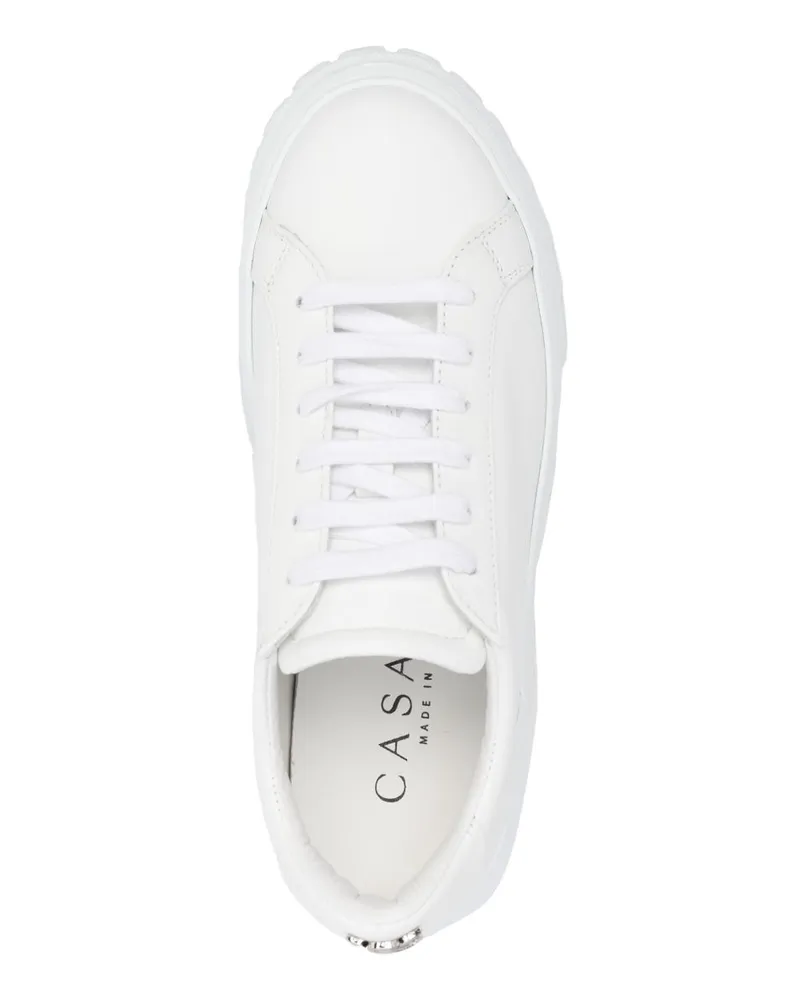 Casadei Leather Platform Sneaker — White White