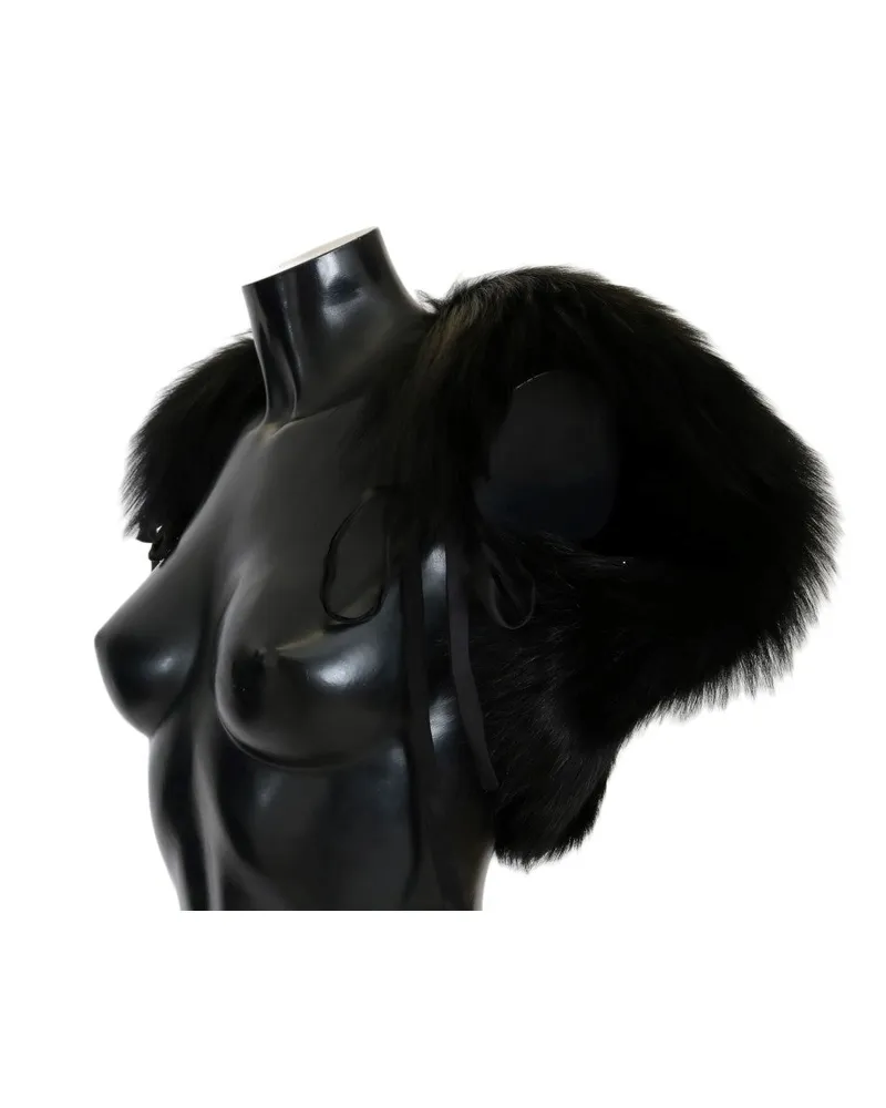Dolce & Gabbana Women's Black Silver Fox Fur Scarf Black