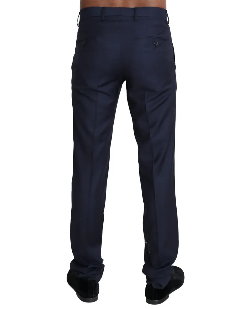Dolce & Gabbana Navy Blue Dress Formal Men Trouser Pants Wool Silk Navy