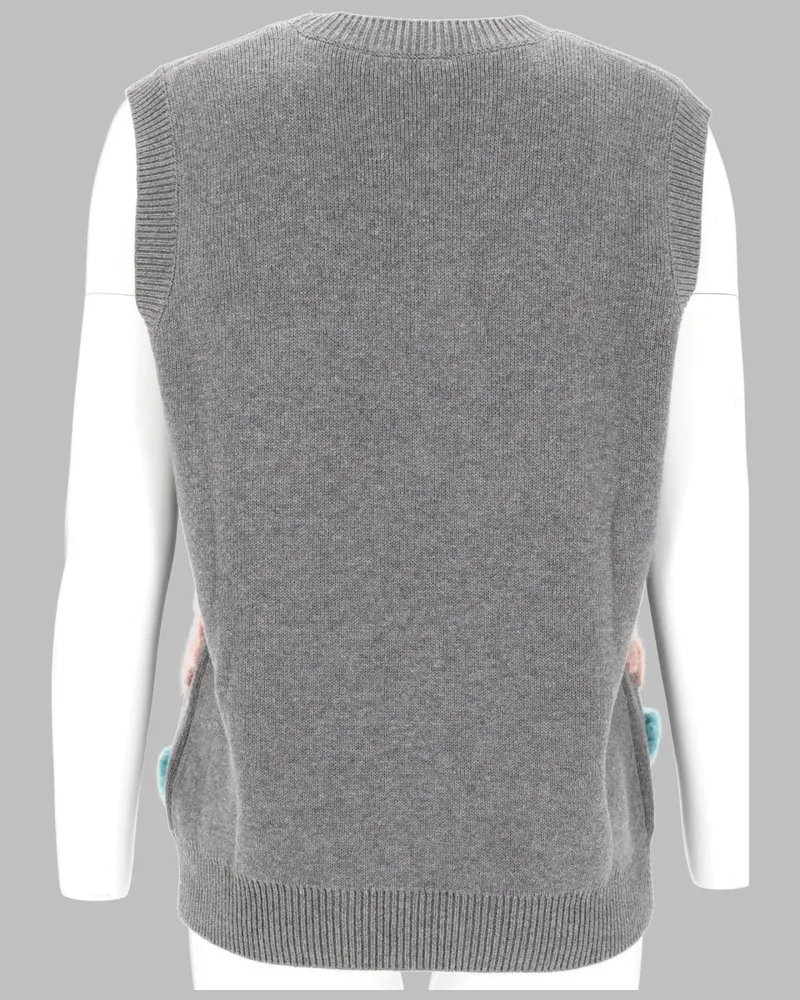 Ganni Floral Appliqué Gilet — Gray Gray