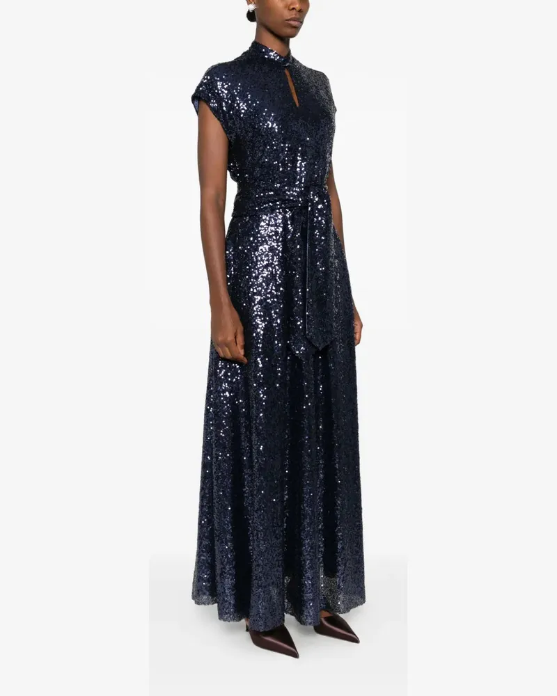 Kiton Women's Sequin Embellished Belted Dress Aw25 W Navy