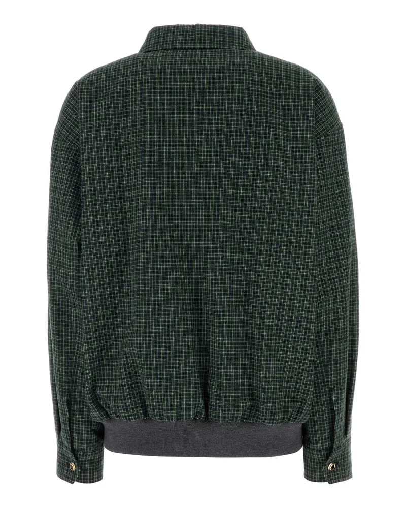 Miu Miu Women's Embroidered Flannel Jacket Blubottiglia Giubbini Green
