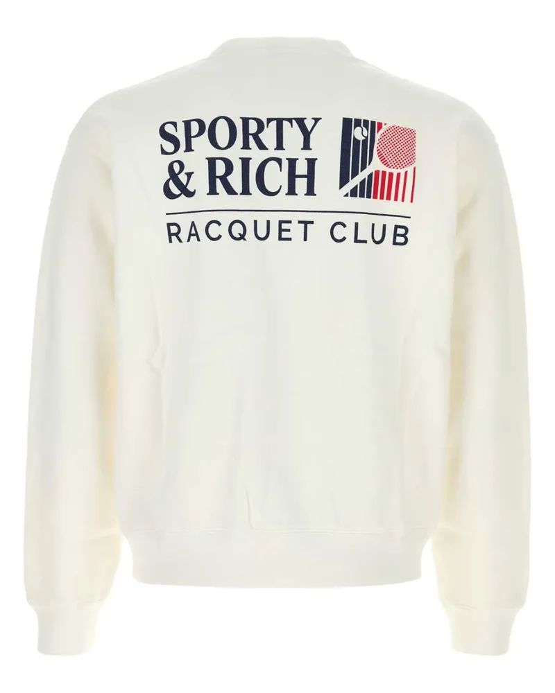 SPORTY & RICH Men's White Cotton Sweatshirt Whitenavyruby Exterior: Felpe Sweater White