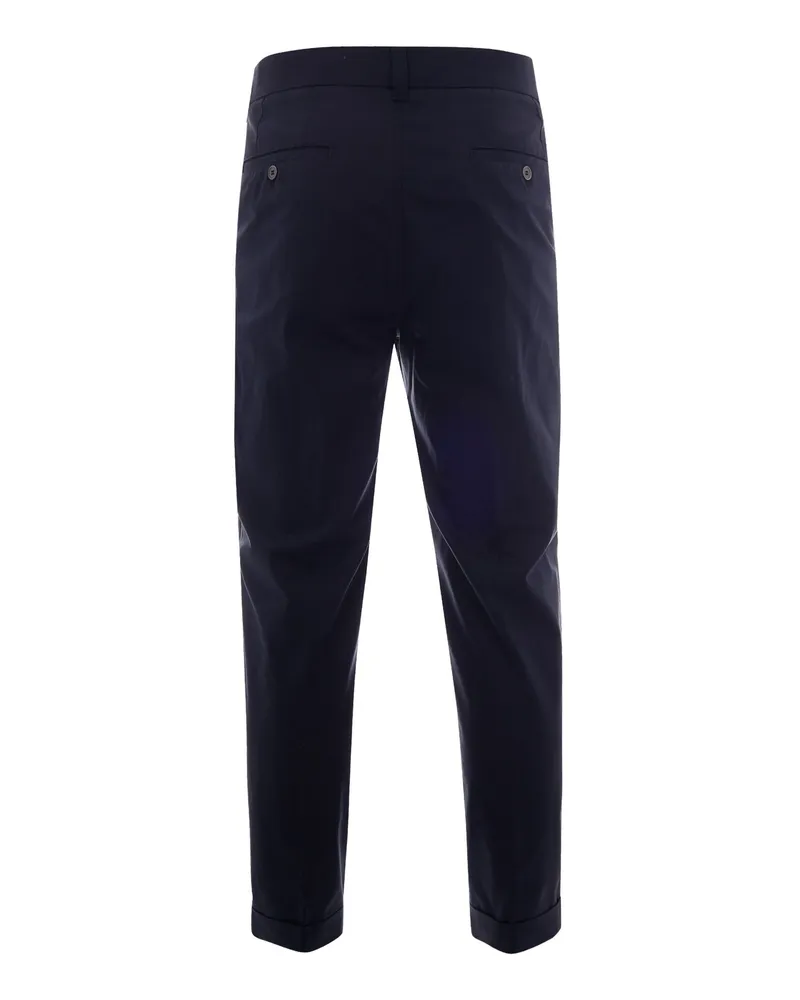Paolo Pecora Milano Men's Chino Trousers Navy Blue Cotton Navy