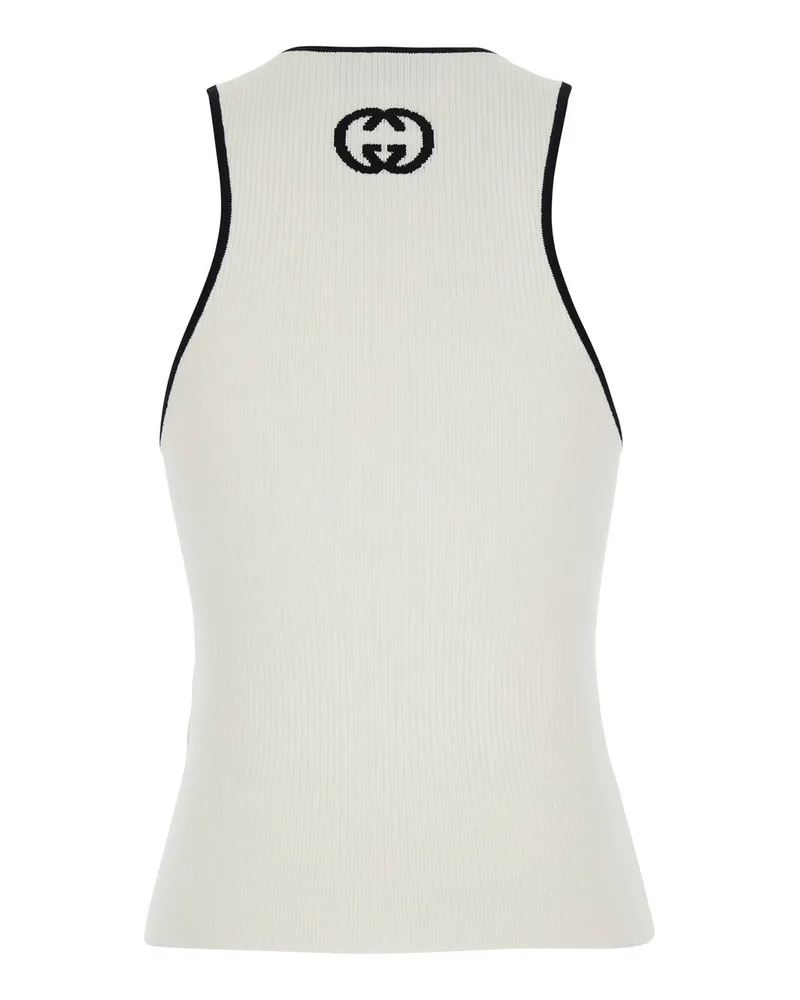Gucci Women's Sleeveless Top White Viscose Blend Tops White