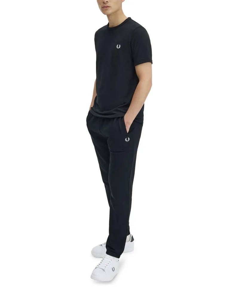 Fred Perry Logo-Embroidered Cotton T-Shirt — Black Black