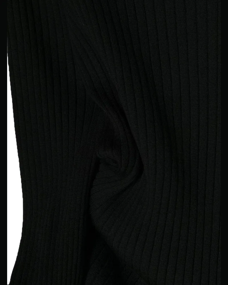 Versace Virgin Wool Knit Rib Sweater — Black Black