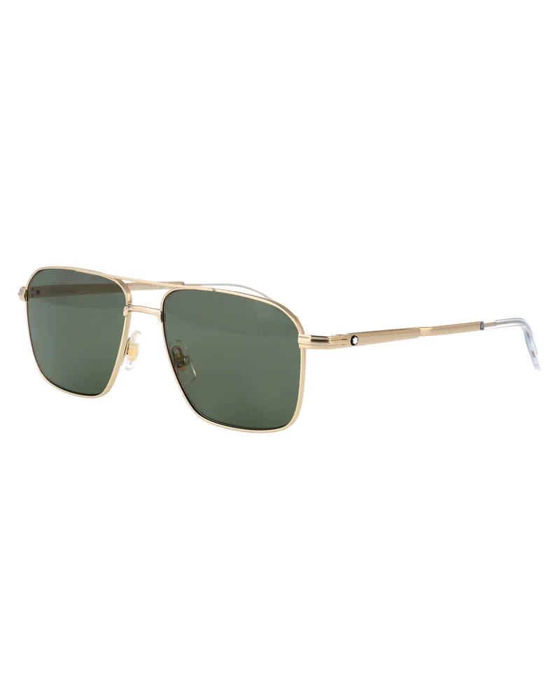 Montblanc Men's Sunglasses Mb0278s Gold-Green Gold-Gold-Green Metal Gold/gold/green Gold