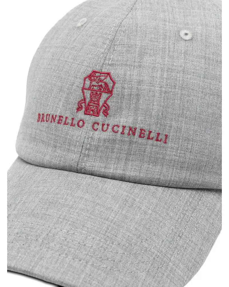 Brunello Cucinelli Men's Embroidered-Logo Baseball Cap Ss26 Grey