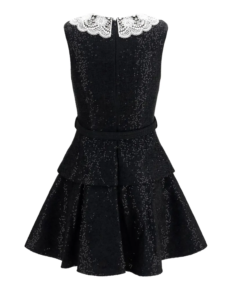 Self-Portrait Women's Mini Dress Sequin Bouclé Black Polyester Black