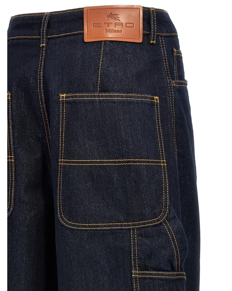 Etro Sparkling Cotton Denim Jeans — Navy Navy