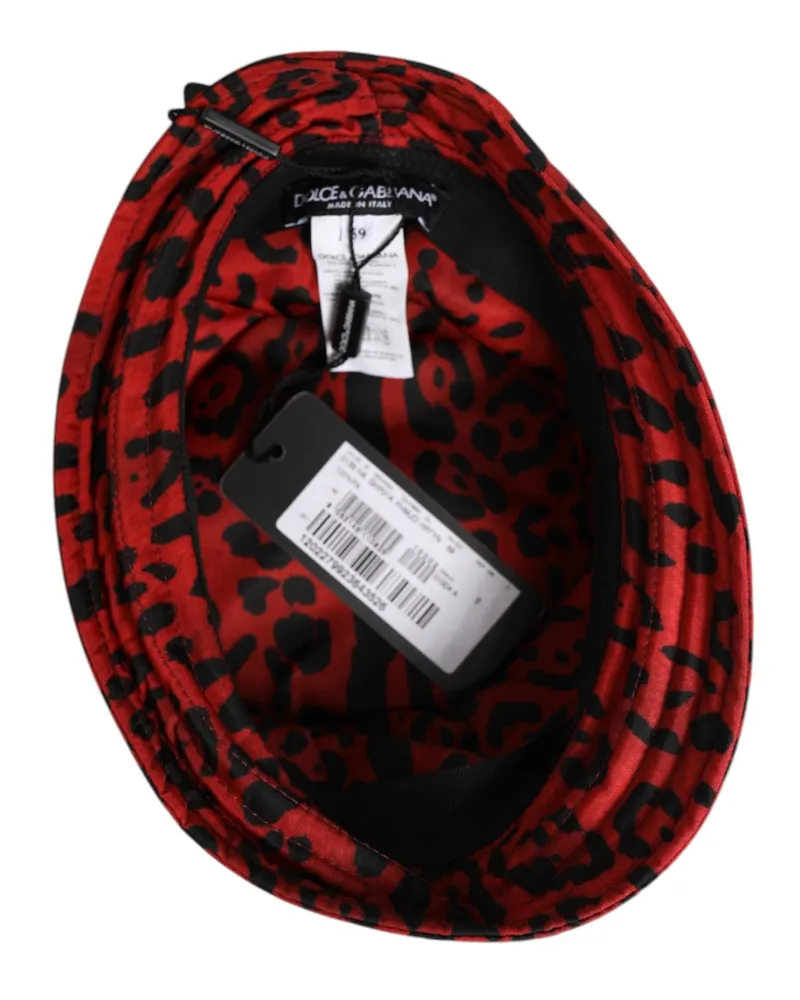 Dolce & Gabbana Red Black Nylon Leopard Print Bucket Men Cap Hat Polyamide Red