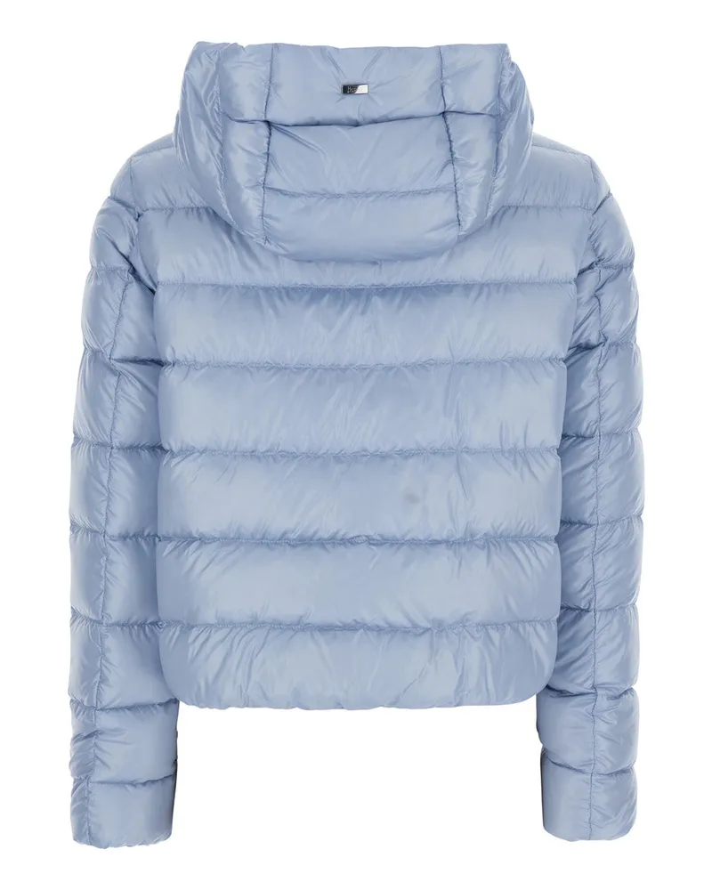 Herno Hooded Quilted Down Jacket — Blue Blue