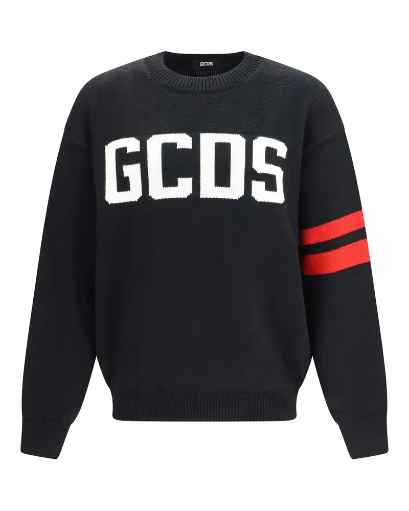 GCDS Logo Intarsia Knit Sweater — Black Black