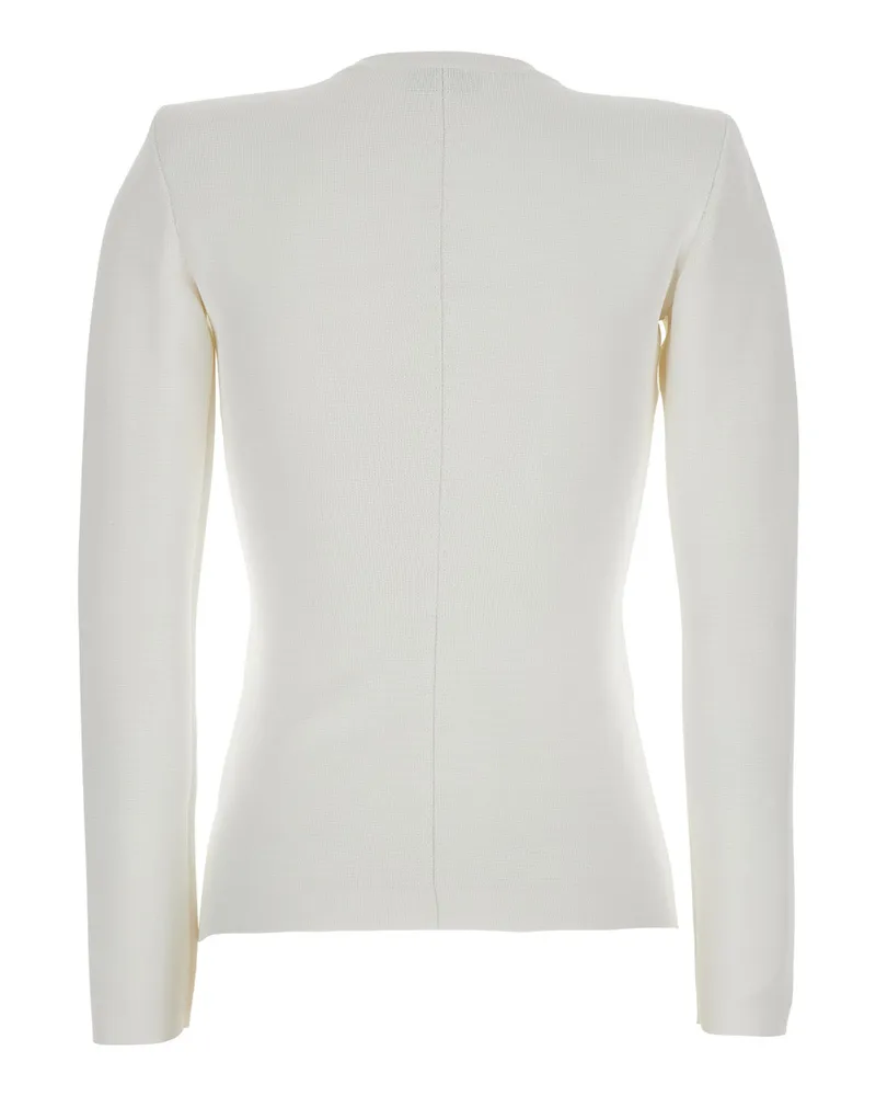 Elisabetta Franchi Women's Cardigan V-Neck Tech Fabric White Tops Top White