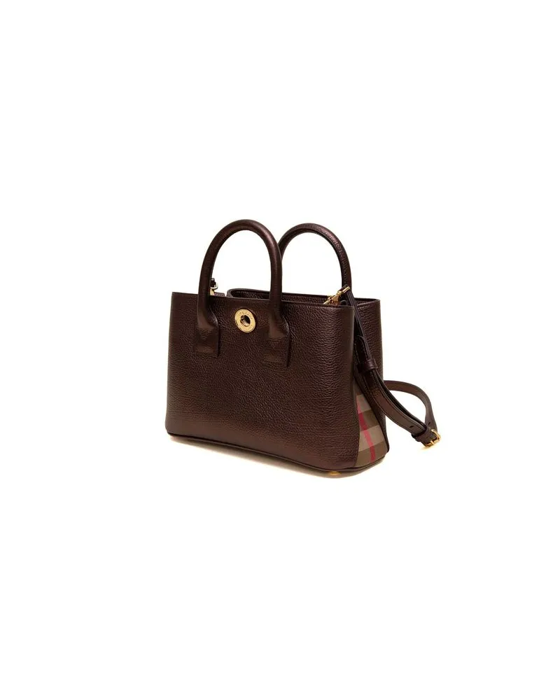 Burberry Grained Leather Top Handle Bag — Brown Brown
