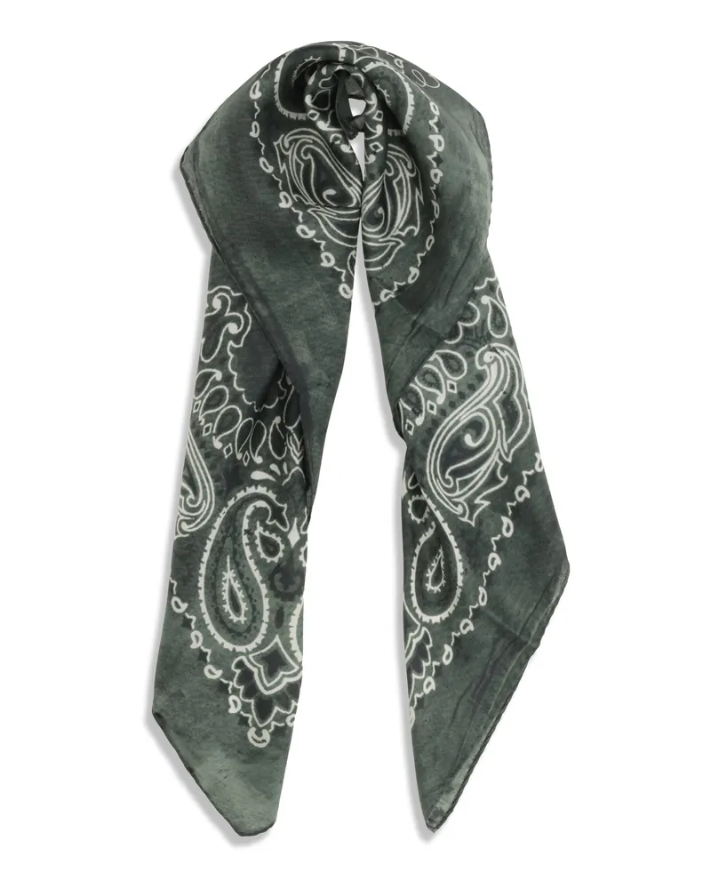 Golden Goose Paisley Printed Silk Scarf — Green Green