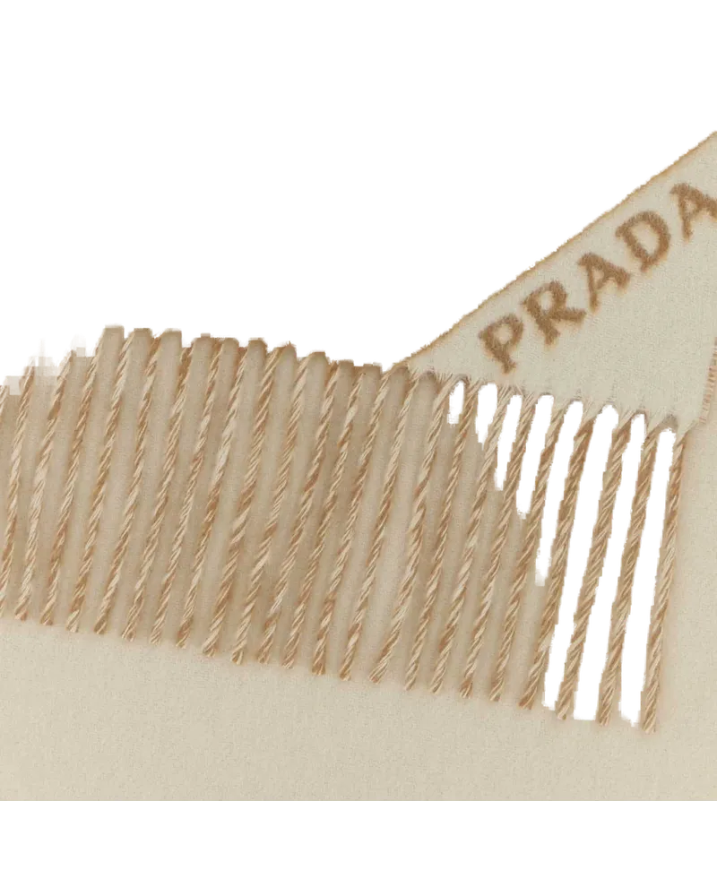 Prada Women's Camel Cashmere Scarf Cammello+talco Exterior: Sciarpe E Foulard Scarfs Beige