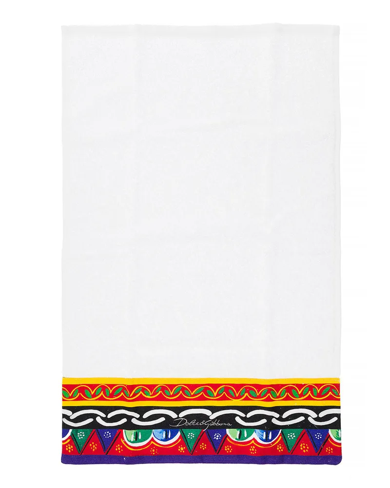 Dolce & Gabbana Unisex Towel Set Sicilian Cart Print, White Cotton Towels & Bath Robes White