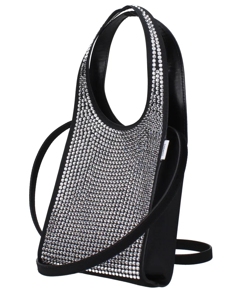 COPERNI Women's Rhinestone-Embellished Shoulder Bag Black Fabric With Black