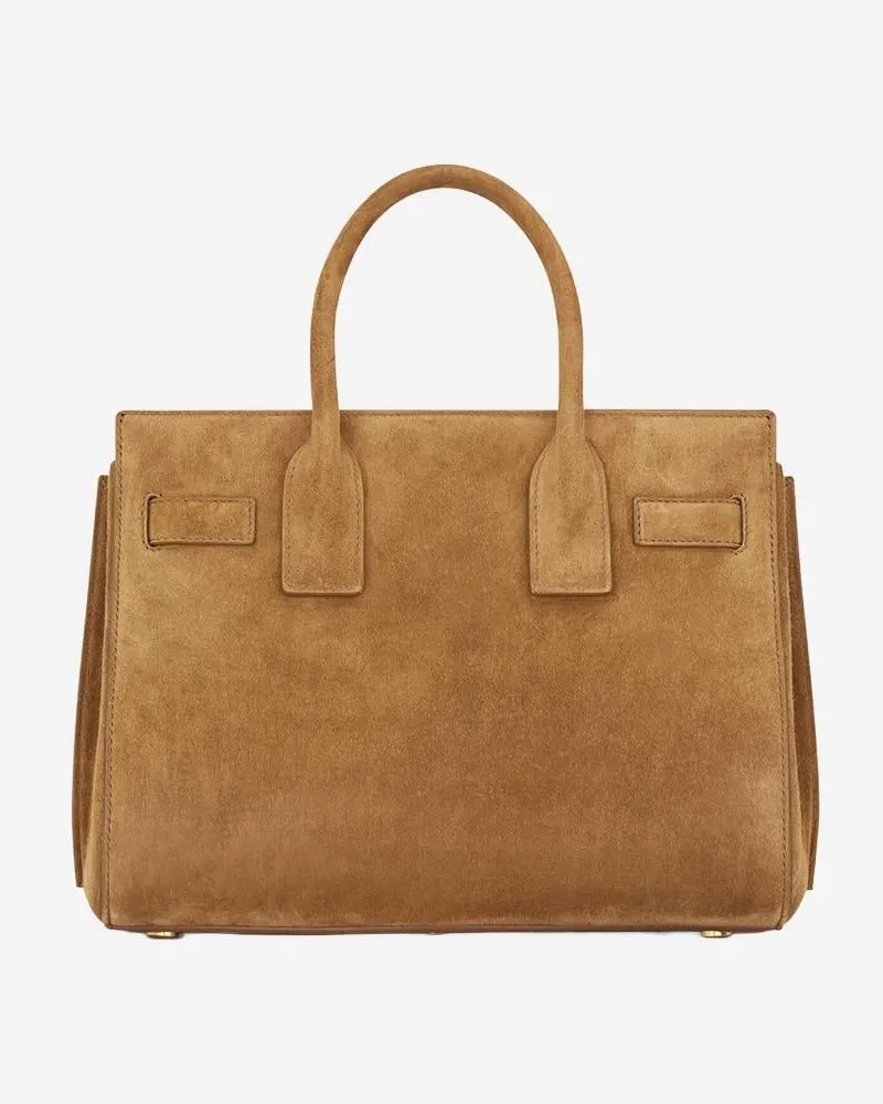 Saint Laurent Women's Suede Sac De Jour Bag Brown Leather Shoulder Brown