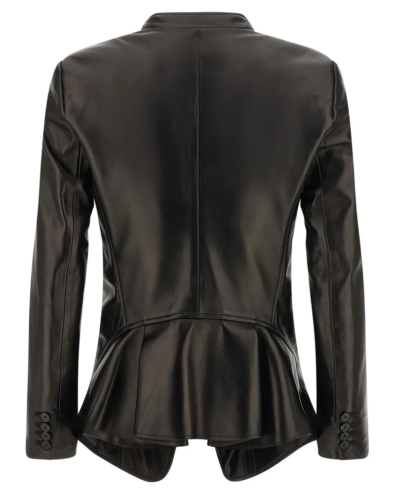 Alexander McQueen Women's Black Lamb Leather Blazer Clothing Black