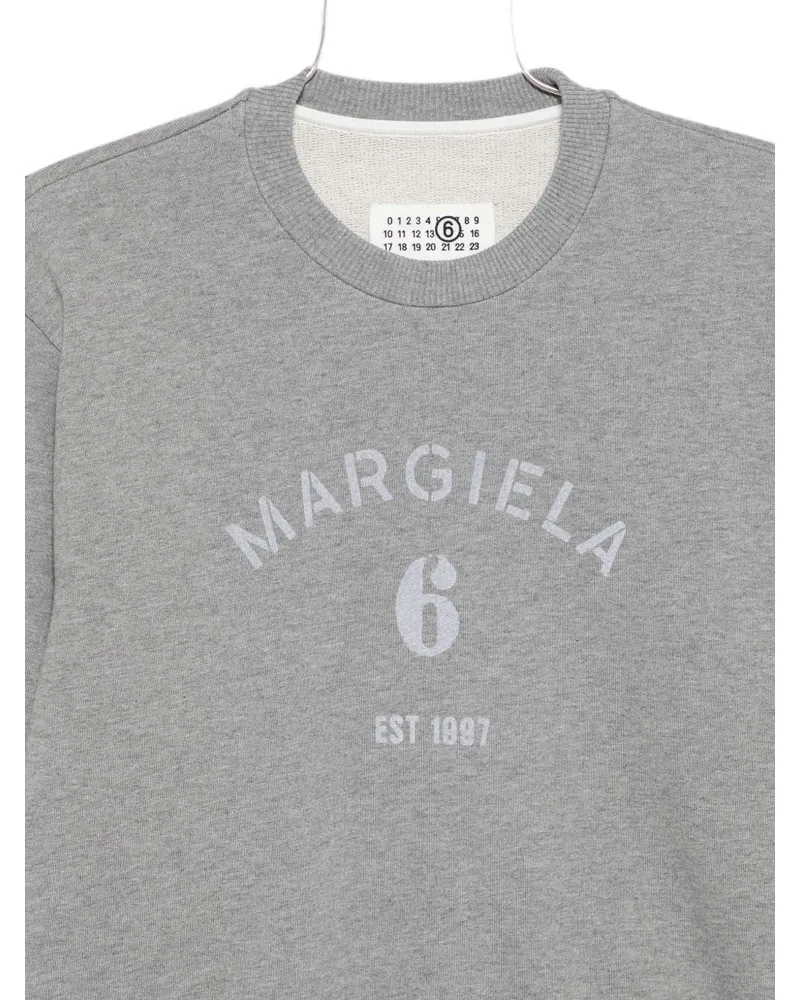 Maison Margiela Logo-Print Cotton Sweatshirt — Grey Grey