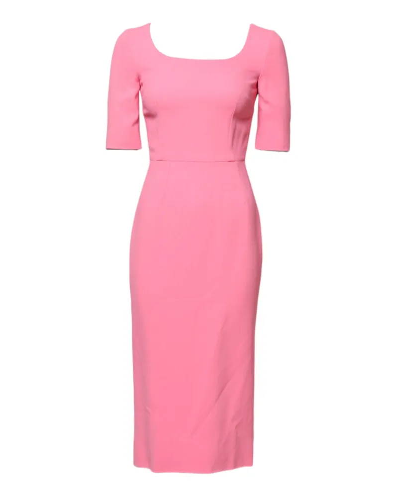 Dolce & Gabbana Women's Pink Viscose Short Sleeve Sheath Midi Dress Acetate Elastane Pink