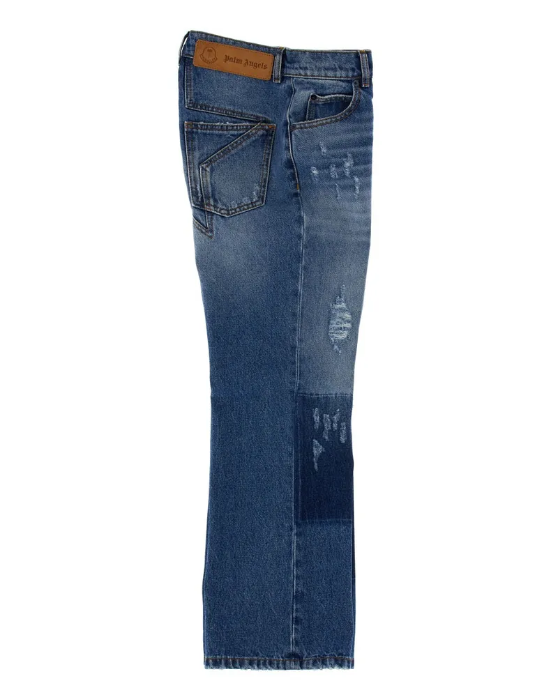 Moncler Star Inlay Vintage Effect Denim Jeans — Blue Blue
