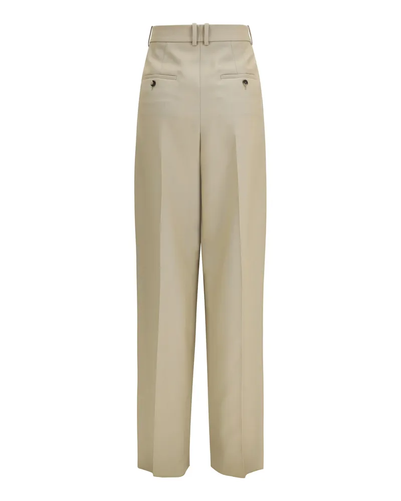 Saint Laurent Women's Tailored Wool And Silk Canvas Pants Mustard Fleece Ovis Aries Aries; Trousers Yellow