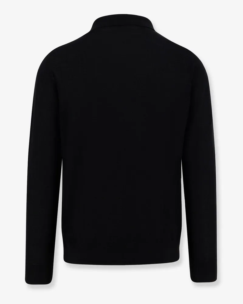 Kiton Men's Polo Shirt Black Wool T-shirts And Polos Black