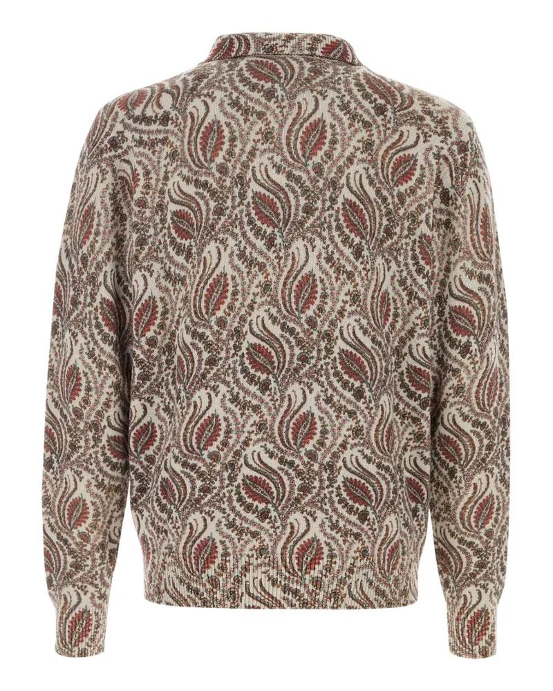 Etro Embroidered Wool Polo Shirt — Beige Beige
