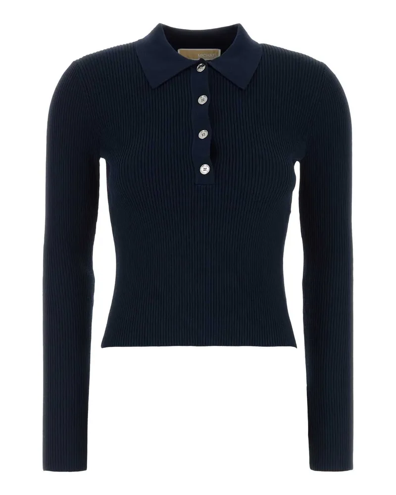 Michael Kors Women Midnight Blue Stretch Viscose Blend Polo Shirt Midnightblue Recycled Nylon Navy